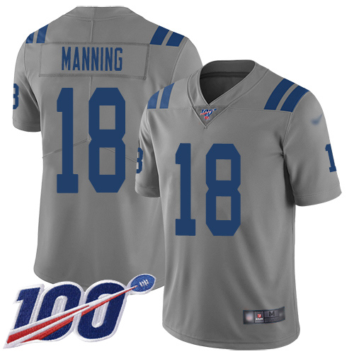 Indianapolis Colts #18 Peyton Manning Gray Men's Stitched NFL Limited Inverted Legend 100th Season Jersey