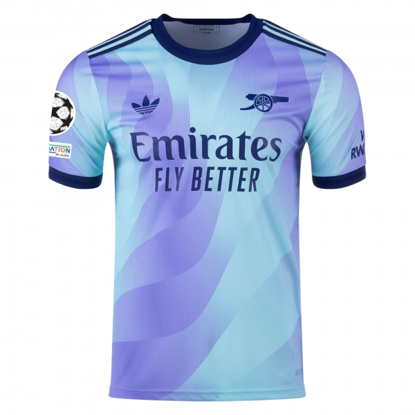 adidas Arsenal Mikel Merino Third Jersey w/ Champions League Patches 24/25 (Clear Aqua/Light Flash Purple)