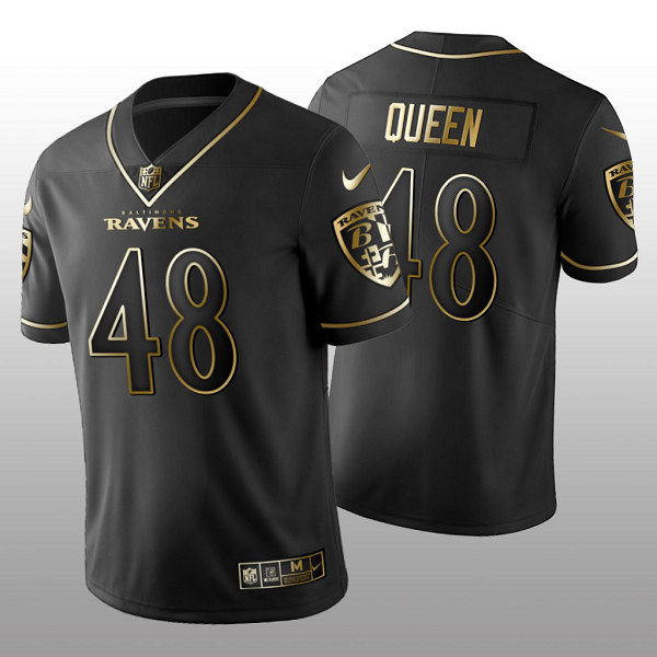 2020 NFL Draft Baltimore Ravens #48 Patrick Queen Golden Edition Black Jersey