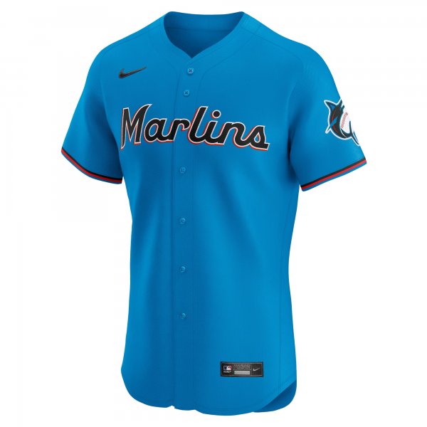 Men's Miami Marlins  Nike Blue Alternate Vapor Premier Elite Patch Jersey