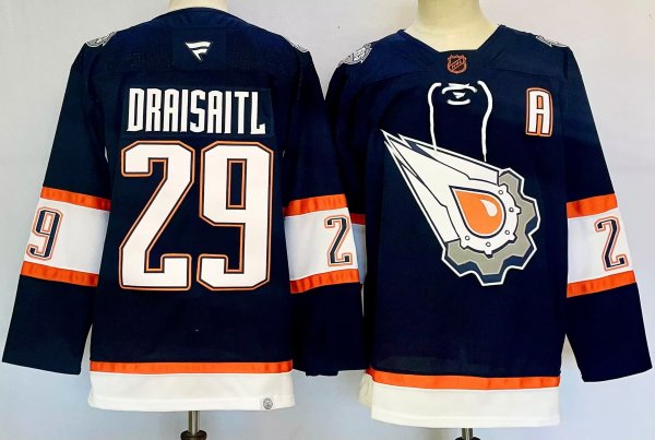 Men's #29 Leon Draisaitl Edmonton Oilers Dark Blue City Edition Jersey