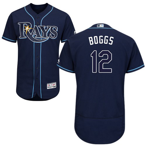 Tampa Bay Rays #12 Wade Boggs Dark Blue Flexbase Collection Stitched MLB Jersey