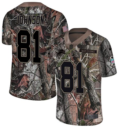 Men's Nike Detroit Lions #81 Calvin Johnson Camo Stitched NFL Limited Rush Realtree Jersey