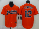 Men's Cleveland Indians #12 Francisco Lindor Orange Stitched MLB Cool Base Nike Jersey