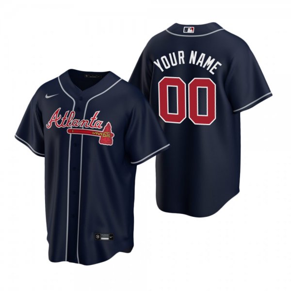 Men's Atlanta Braves Custom Nike Navy 2020 Alternate Jersey