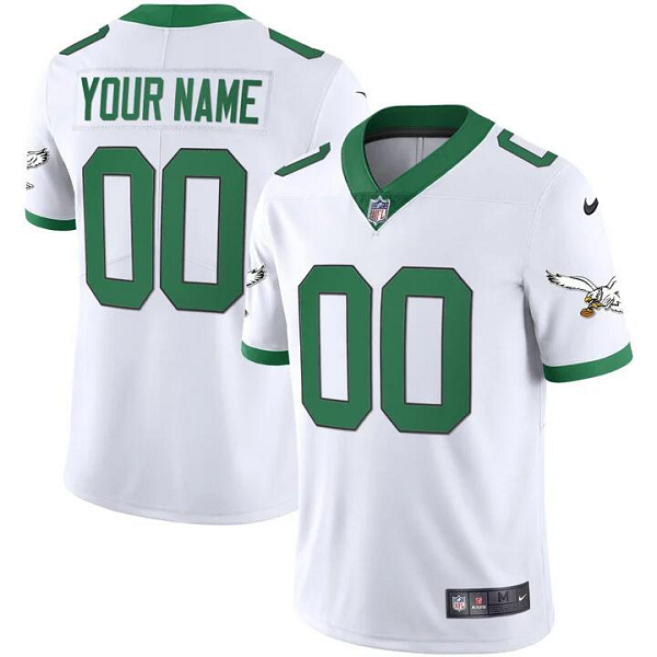 Men's Philadelphia Eagles Kelley Green White Custom All Stitched NFL Jersey