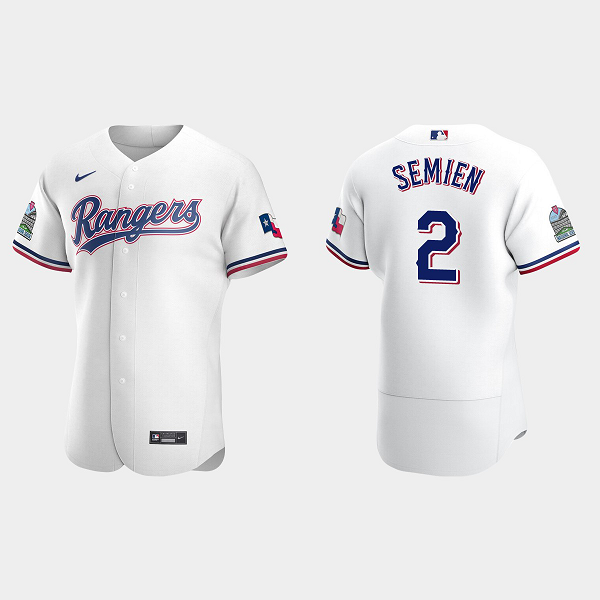 Men's Texas Rangers #2 Marcus Semien White Home Flex Base MLB Jersey