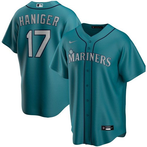 Men's Nike Seattle Mariners #17 Mitch Haniger Aqua Alternate 2020 MLB Jersey