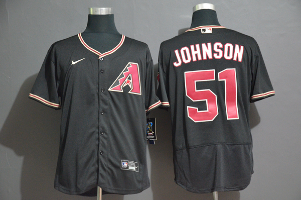 Men's Arizona Diamondbacks #51 Randy Johnson Black Stitched Nike MLB Flex Base Jersey