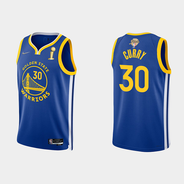 2022 NBA Finals Champions Men's Golden State Warriors Stephen Curry #30 Royal Icon Royal Jersey