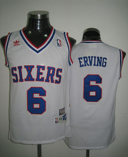 Men's Throwback Philadelphia 76ers #6 Julius Erving Stitched White NBA Jersey