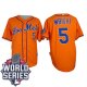 New York Mets #5 David Wright Orange Los New York Mets Cool Base W/2015 World Series Patch Stitched MLB Jersey