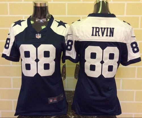 Nike Dallas Cowboys #88 Michael Irvin Navy Blue Thanksgiving Throwback Women's Stitched NFL Elite Jersey