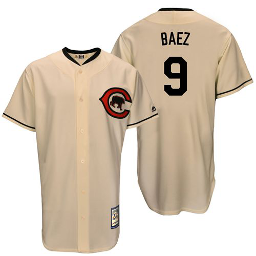 Mitchell And Ness Chicago Cubs #9 Javier Baez Cream Throwback Stitched MLB Jersey