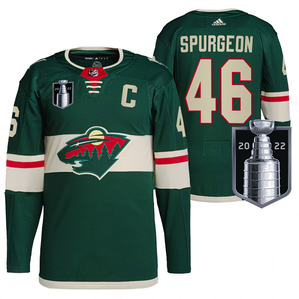 Men's Minnesota Wild #46 Jared Spurgeon 2022 Stanley Cup Playoffs Green Jersey