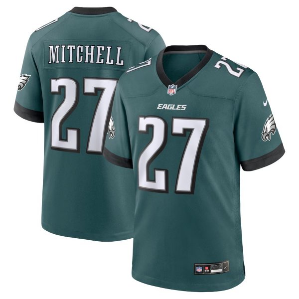 Men's Nike #27 Quinyon Mitchell Midnight Green Philadelphia Eagles Player Game Jersey