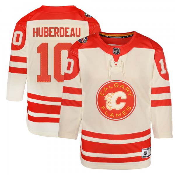 Youth Calgary Flames Jonathan Huberdeau Cream 2023 NHL Heritage Classic Premier Player Jersey