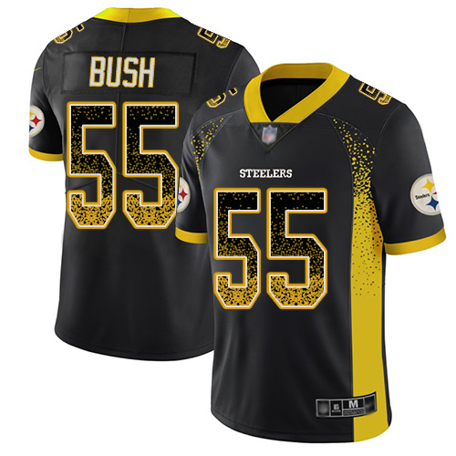 Pittsburgh Steelers #55 Devin Bush Black Team Color Men's Stitched NFL Limited Rush Drift Fashion Jersey