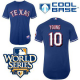 Texas Rangers #10 Michael Young Blue 2010 World Series Patch Stitched Youth MLB Jersey