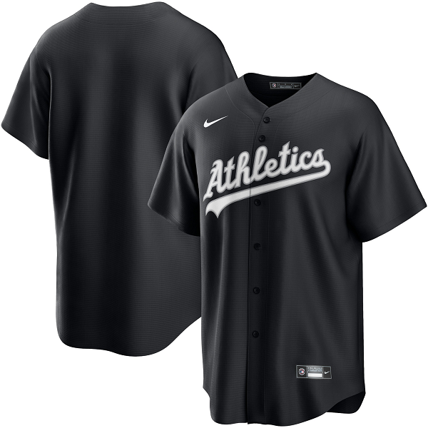 Men's Oakland Athletics Nike Black/White Official Cool Base Jersey