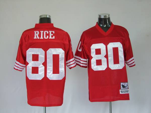 Men's Mitchell And Ness San Francisco 49ers Jerry Rice #80 Stitched Red NFL Jersey