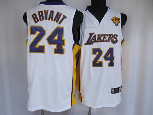 Men's Los Angeles Lakers #24 Kobe Bryant Stitched White Final Patch NBA Jersey