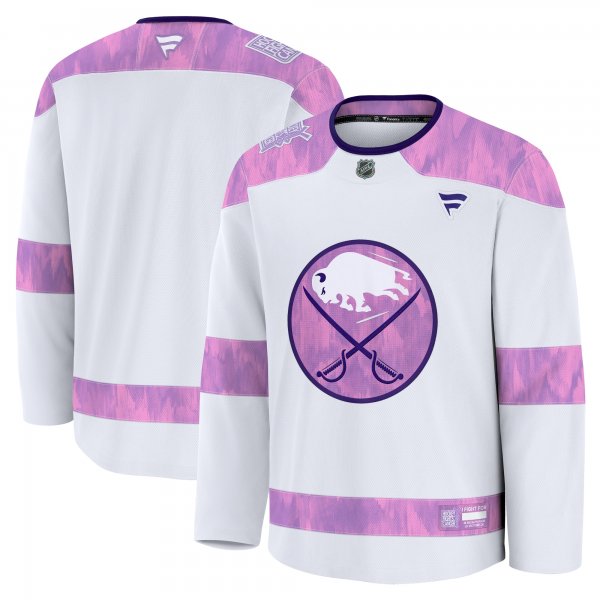 Men's Buffalo Sabres Fanatics White 2024 Hockey Fights Cancer Practice Jersey