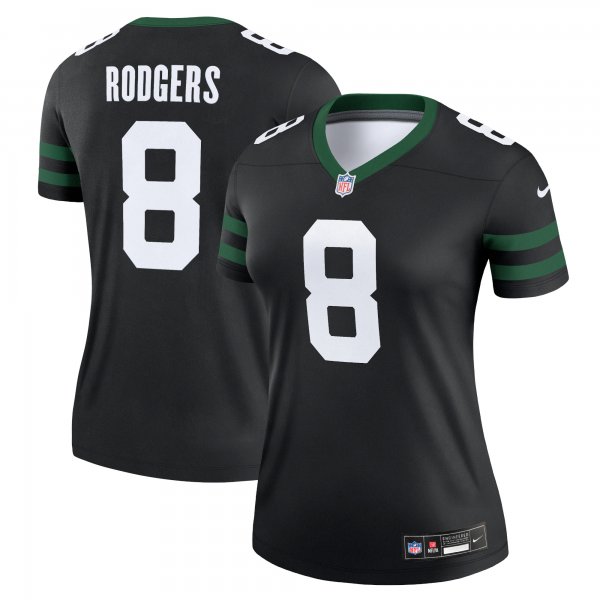 Women's New York Jets Aaron Rodgers Nike Legacy Black Alternate Legend Jersey