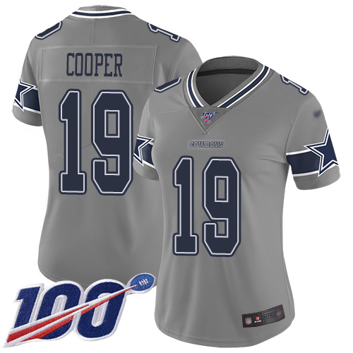 Women's Dallas Cowboys #19 Amari Cooper GrayStitched NFL Limited Inverted Legend 100th Season Jersey