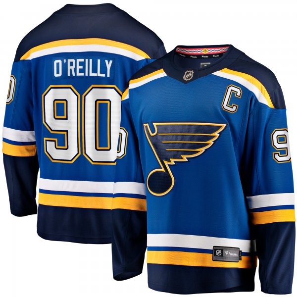 Men's St. Louis Blues Ryan O'Reilly Fanatics Blue Home Captain Premier Breakaway Player Jersey