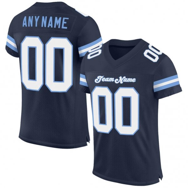 Men's Custom Navy White-Light Blue Mesh Authentic Football Jersey