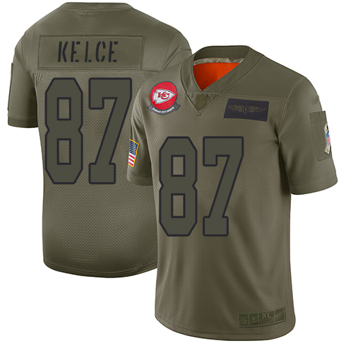 Kansas City Chiefs #87 Travis Kelce Camo Men's Stitched NFL Limited 2019 Salute To Service Jersey