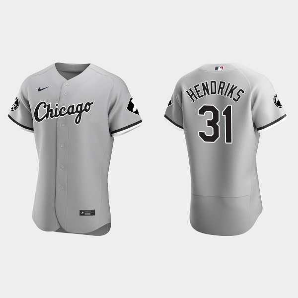 Men's # 31 Liam Hendriks Chicago White Sox MR Patch Gray Flex Base Jersey