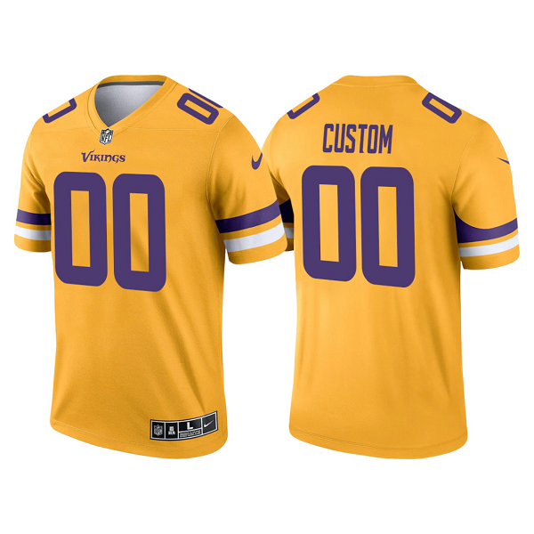 Men's Minnesota Vikings #00 Custom Gold 2021 Limited NFL Jersey