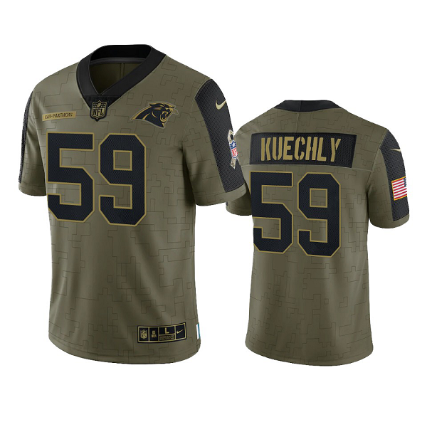 Carolina Panthers Luke Kuechly Olive 2021 Salute To Service Men's Limited NFL Jersey