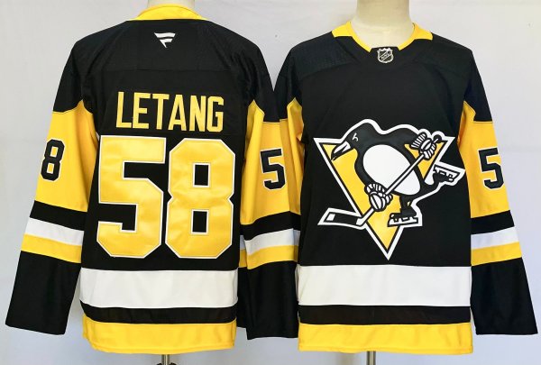 Men's #58 Kris Letang Pittsburgh Penguins Black City Edition Jersey