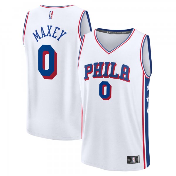 Men's Philadelphia 76ers Tyrese Maxey Fanatics White Fast Break Replica Player Jersey - Association Edition