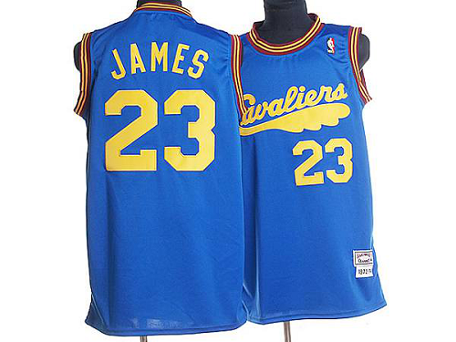 Men's Mitchell and Ness Cleveland Cavaliers #23 LeBron James Blue Throwback Stitched NBA Jersey