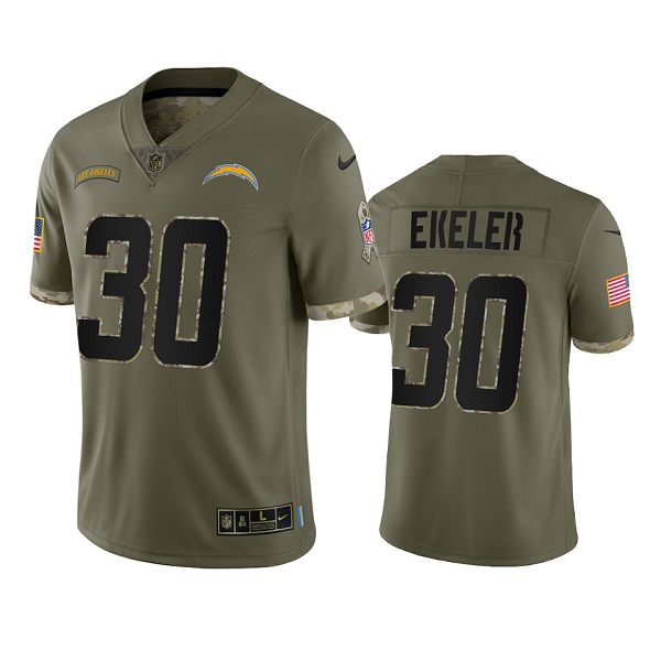 Los Angeles Chargers Austin Ekeler Olive 2022 Salute To Service Limited Jersey #30