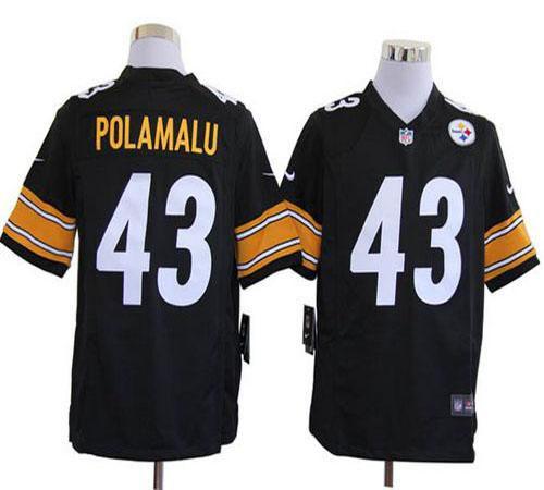 Nike Pittsburgh Steelers #43 Troy Polamalu Black Team Color Men's Stitched NFL Game Jersey