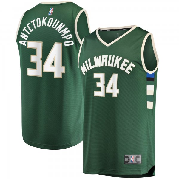 Men's Milwaukee Bucks Giannis Antetokounmpo Fanatics Hunter Green Big & Tall Fast Break Player Jersey - Icon Edition