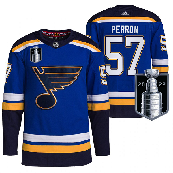 Men's St. Louis Blues David Perron 2022 Stanley Cup Playoffs Blue #57 Jersey