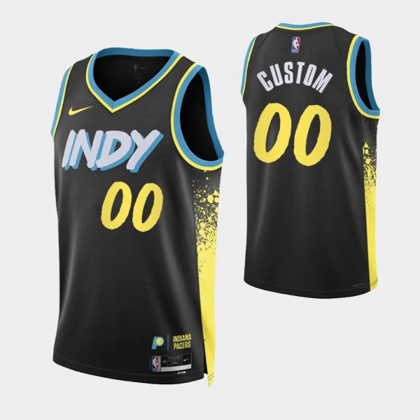 2023-24 City Edition Indiana Pacers #00 Custom Black Swingman Jersey