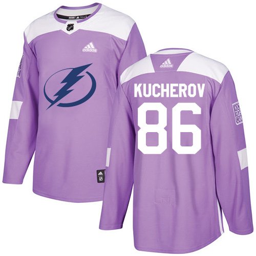 Adidas Tampa Bay Lightning #86 Nikita Kucherov Purple Fights Cancer Stitched NHL Jersey