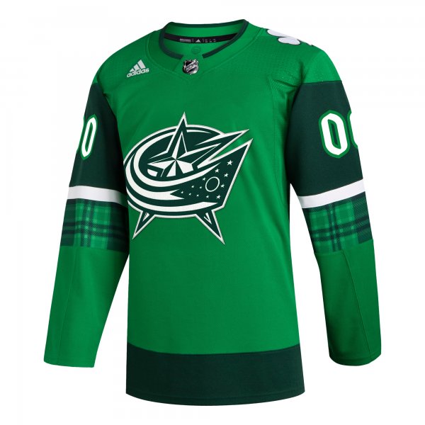 Men's Columbus Blue Jackets  adidas Kelly Green St. Patrick's Day Custom Jersey