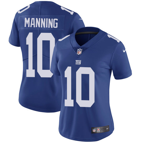 Nike New York Giants #10 Eli Manning Royal Blue Team Color Women's Stitched NFL Vapor Untouchable Limited Jersey