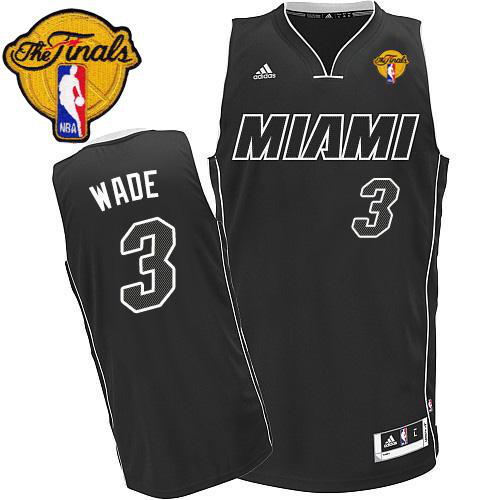 Men's Revolution 30 Miami Heat #3 Dwyane Wade Black/White Finals Patch Stitched NBA Jersey