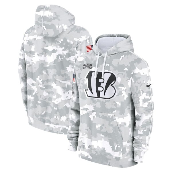 Youth Nike Arctic Camo Cincinnati Bengals 2024 Salute To Service Club Fleece Pullover Hoodie