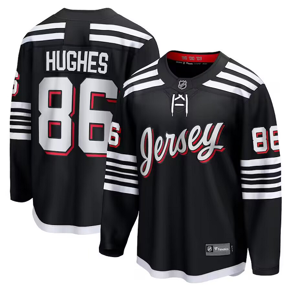 Men's New Jersey Devils #86 Jack Hughes Fanatics Branded Black Alternate Premier Breakaway Player Jersey