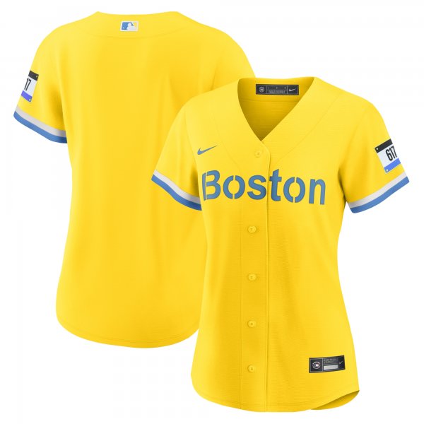 Women's Boston Red Sox Nike Gold/Light Blue City Connect Replica Jersey